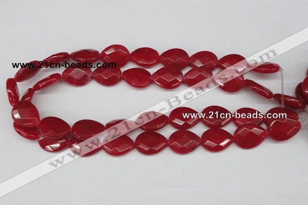 CCN391 15.5 inches 15*20mm faceted flat teardrop candy jade beads