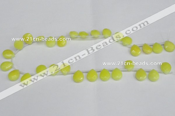 CCN3933 Top-drilled 12*15mm briolette candy jade beads wholesale