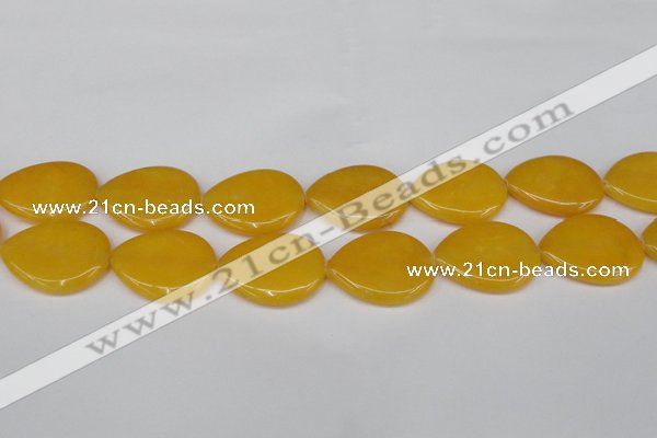 CCN3970 15.5 inches 30*40mm flat teardrop candy jade beads