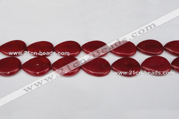 CCN3974 15.5 inches 30*40mm flat teardrop candy jade beads