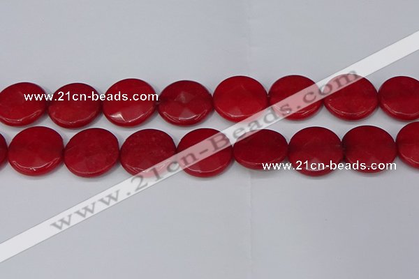 CCN4186 15.5 inches 20mm faceted coin candy jade beads wholesale