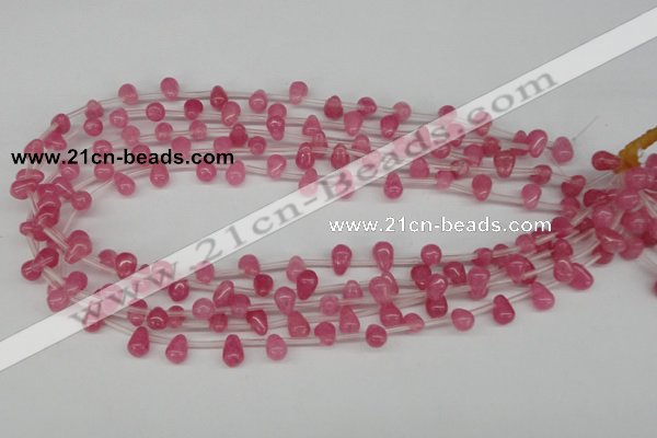 CCN434 15.5 inches Top-drilled 6*9mm teardrop candy jade beads