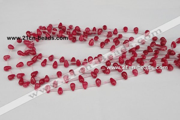 CCN436 15.5 inches Top-drilled 6*9mm teardrop candy jade beads