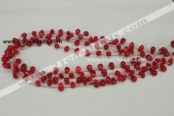 CCN437 15.5 inches Top-drilled 6*9mm teardrop candy jade beads