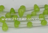 CCN438 15.5 inches Top-drilled 6*9mm teardrop candy jade beads