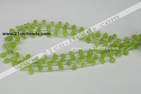 CCN438 15.5 inches Top-drilled 6*9mm teardrop candy jade beads