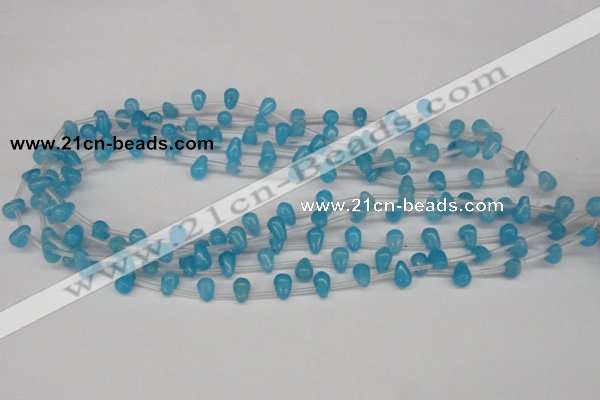 CCN440 15.5 inches Top-drilled 6*9mm teardrop candy jade beads