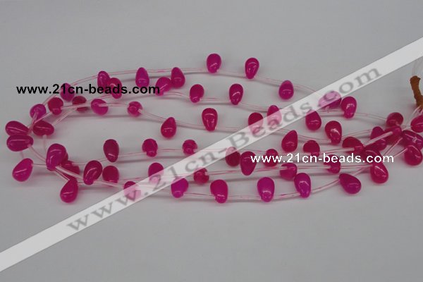 CCN451 15.5 inches Top-drilled 8*12mm teardrop candy jade beads