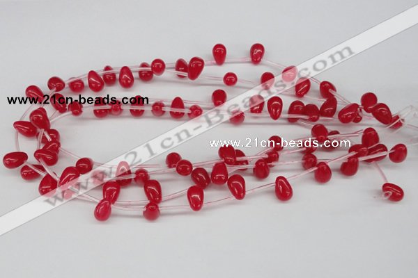 CCN452 15.5 inches Top-drilled 8*12mm teardrop candy jade beads