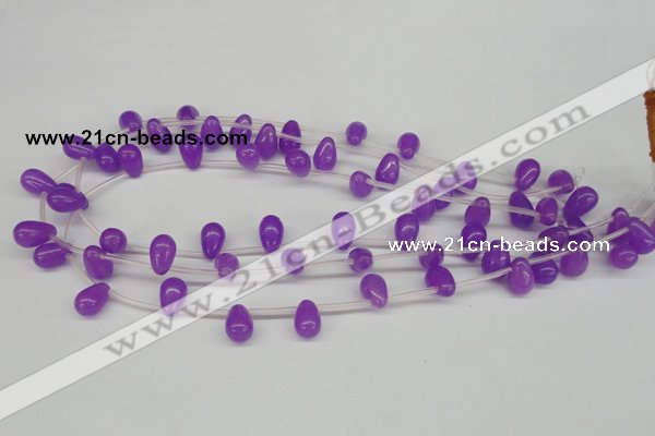 CCN453 15.5 inches Top-drilled 8*12mm teardrop candy jade beads