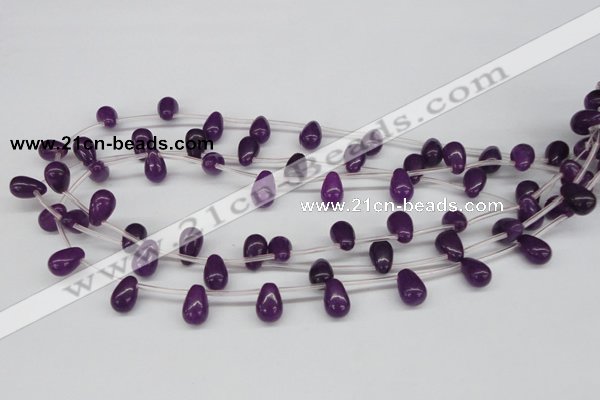 CCN454 15.5 inches Top-drilled 8*12mm teardrop candy jade beads