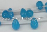 CCN457 15.5 inches Top-drilled 8*12mm teardrop candy jade beads