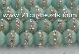 CCN4610 15.5 inches 6mm round candy jade with rhinestone beads