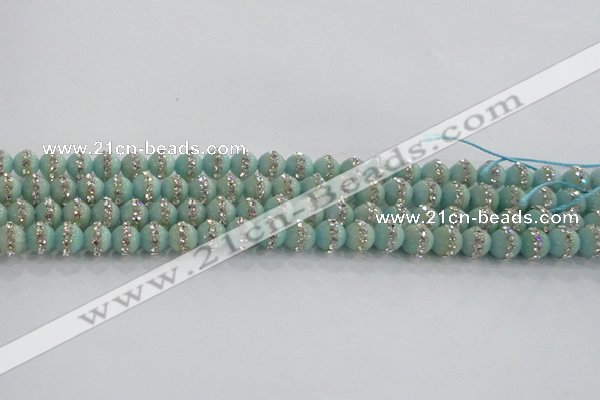 CCN4610 15.5 inches 6mm round candy jade with rhinestone beads
