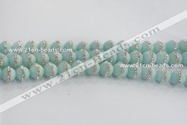 CCN4611 15.5 inches 8mm round candy jade with rhinestone beads