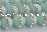 CCN4612 15.5 inches 10mm round candy jade with rhinestone beads