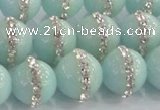 CCN4613 15.5 inches 12mm round candy jade with rhinestone beads