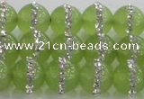 CCN4623 15.5 inches 12mm round candy jade with rhinestone beads