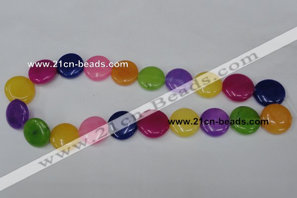 CCN504 15.5 inches 20mm flat round candy jade beads wholesale