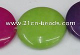 CCN510 15.5 inches 30mm flat round candy jade beads wholesale