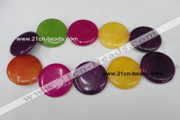 CCN512 15.5 inches 40mm flat round candy jade beads wholesale