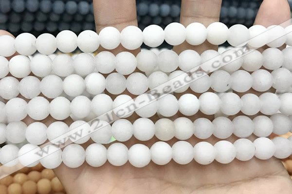 CCN5572 15 inches 8mm round matte candy jade beads Wholesale