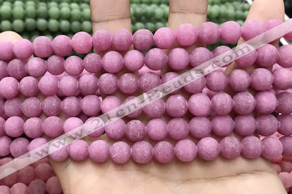 CCN5593 15 inches 8mm round matte candy jade beads Wholesale