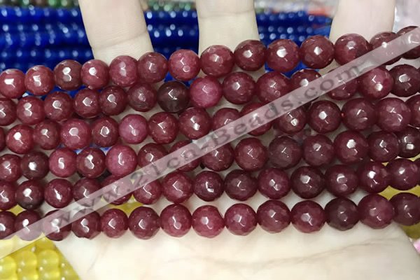 CCN5729 15 inches 8mm faceted round candy jade beads