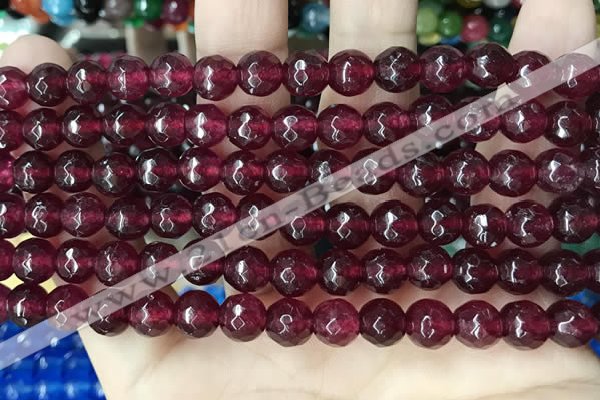 CCN5733 15 inches 8mm faceted round candy jade beads