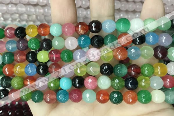 CCN5742 15 inches 8mm faceted round candy jade beads