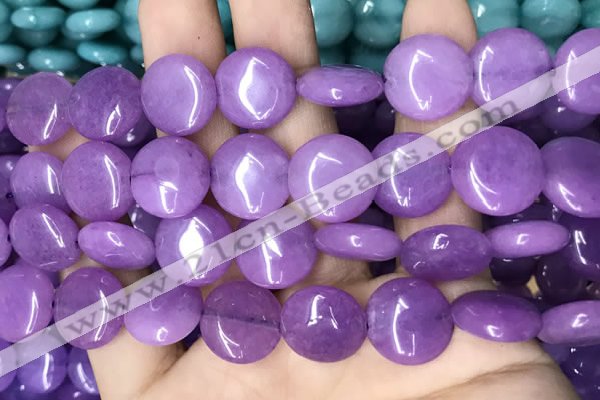 CCN5876 15 inches 15mm flat round candy jade beads Wholesale