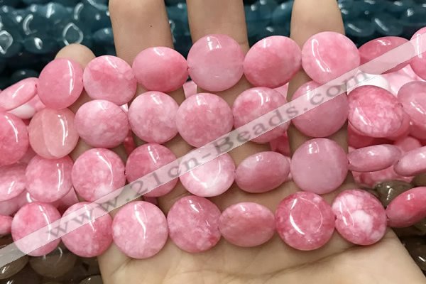 CCN5880 15 inches 15mm flat round candy jade beads Wholesale