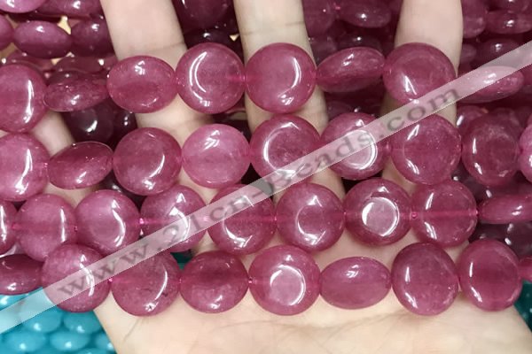 CCN5883 15 inches 15mm flat round candy jade beads Wholesale