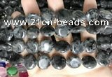 CCN5918 15 inches 15mm flat round black labradorite beads Wholesale