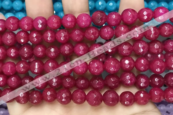 CCN6316 15.5 inches 8mm faceted round candy jade beads Wholesale