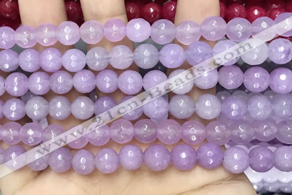 CCN6317 15.5 inches 8mm faceted round candy jade beads Wholesale