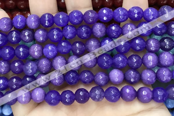 CCN6319 15.5 inches 8mm faceted round candy jade beads Wholesale