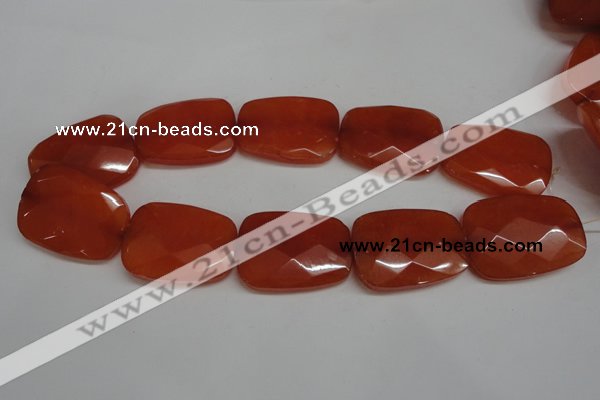 CCN701 15.5 inches 30*40mm faceted trapezoid candy jade beads