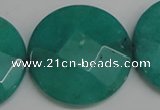 CCN715 15.5 inches 40mm faceted coin candy jade beads