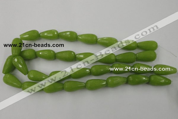 CCN997 15.5 inches 13*25mm faceted teardrop candy jade beads