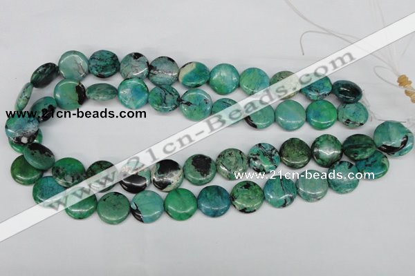 CCO152 15.5 inches 16mm flat round dyed natural chrysotine beads