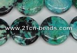 CCO154 15.5 inches 20mm flat round dyed natural chrysotine beads