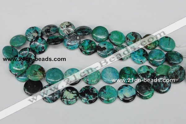 CCO154 15.5 inches 20mm flat round dyed natural chrysotine beads