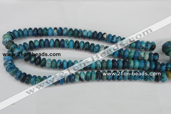 CCO172 15.5 inches 6*12mm rondelle dyed natural chrysotine beads