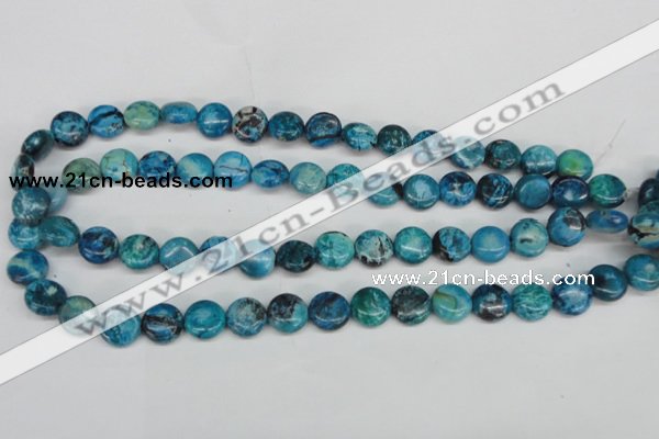 CCO175 15.5 inches 12mm flat round dyed natural chrysotine beads