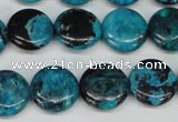 CCO176 15.5 inches 14mm flat round dyed natural chrysotine beads