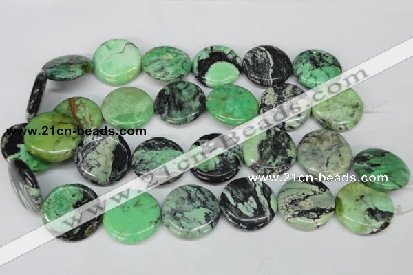 CCO35 15.5 inches 30mm flat round natural chrysotine beads