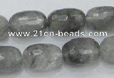 CCQ101 15.5 inches faceted egg-shaped 13*17mm cloudy quartz beads