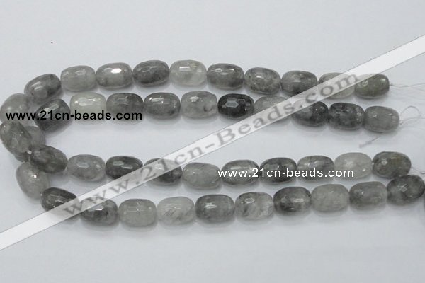 CCQ101 15.5 inches faceted egg-shaped 13*17mm cloudy quartz beads