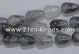 CCQ103 15.5 inches 8*12mm teardrop cloudy quartz beads wholesale